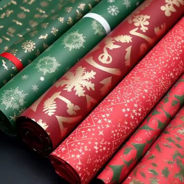 Custom high-quality Christmas wrapping paper rolls with festive prints