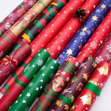 Custom high-quality Christmas wrapping paper rolls with festive prints