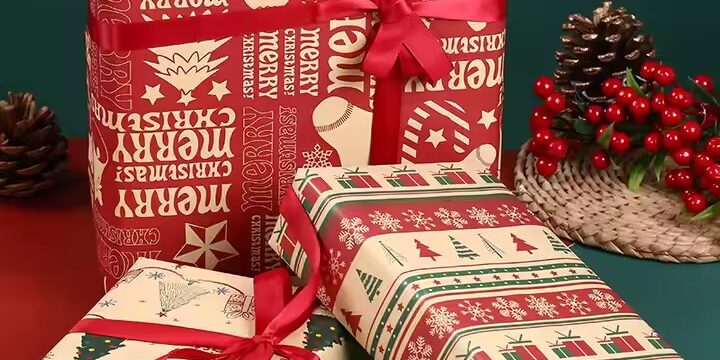 Custom floral Christmas gift wrapping paper rolls