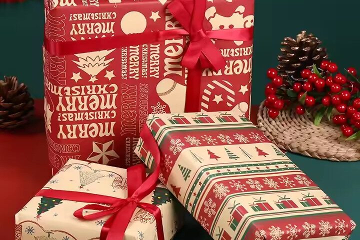 Custom floral Christmas gift wrapping paper rolls