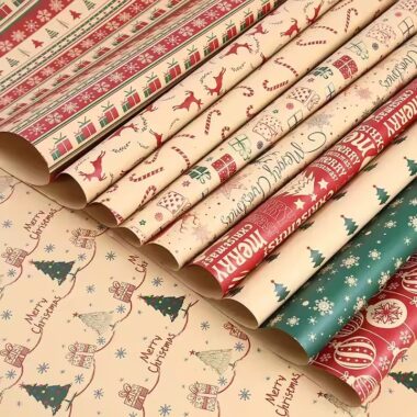 Custom floral Christmas gift wrapping paper rolls