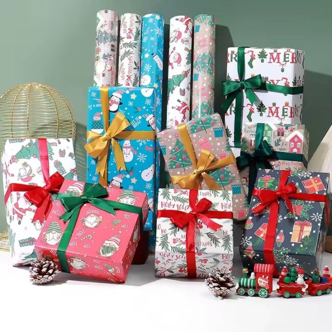 Luxury double-sided Christmas wrapping paper in custom sizes