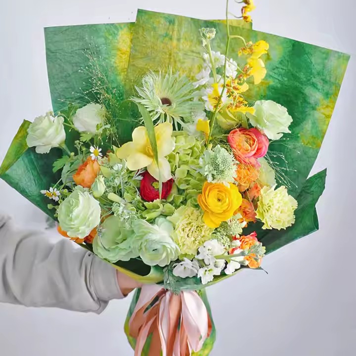 Soft crumpled texture floral wrapping paper for inner bouquet packaging (5) Hand-crumpled flower wrapping paper for bouquet lining