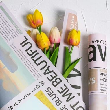 Alphabet printed kraft flower wrapping paper sheets