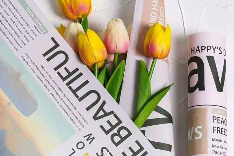 Alphabet printed kraft flower wrapping paper sheets