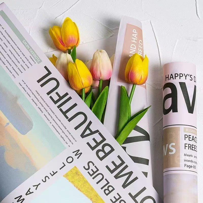 Alphabet printed kraft flower wrapping paper sheets