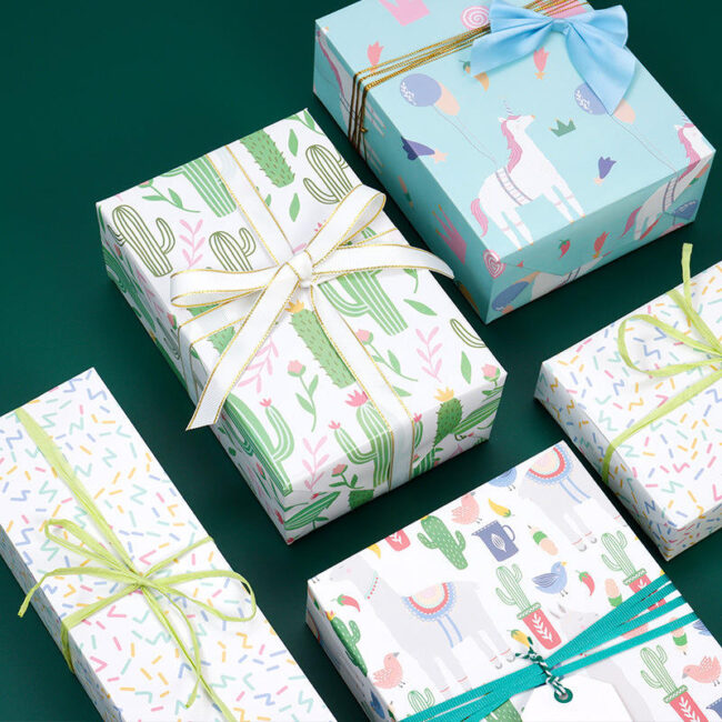 Premium colorful birthday gift wrapping paper sheets