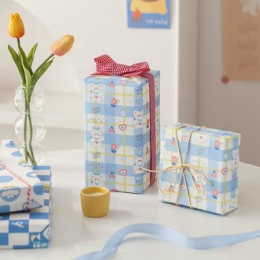 Blue aesthetic cute wrapping paper for birthday gifts