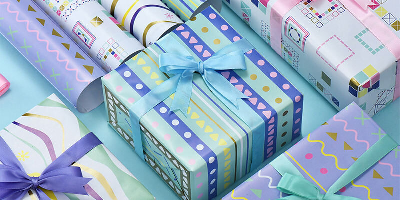 Colorful birthday decorative gift wrapping paper sheets