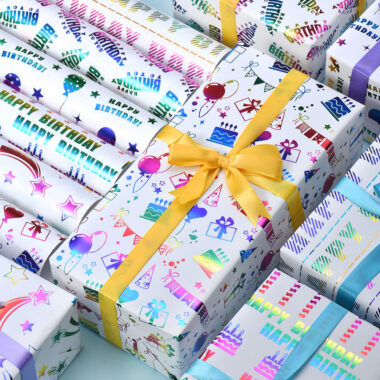 Colorful birthday decorative gift wrapping paper sheets