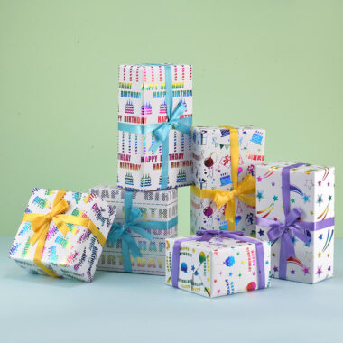Colorful birthday decorative gift wrapping paper sheets