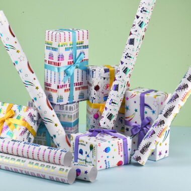 Colorful birthday decorative gift wrapping paper sheets