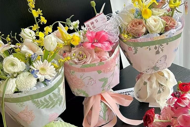 Colorful floral atmosphere flower wrapping paper sheets