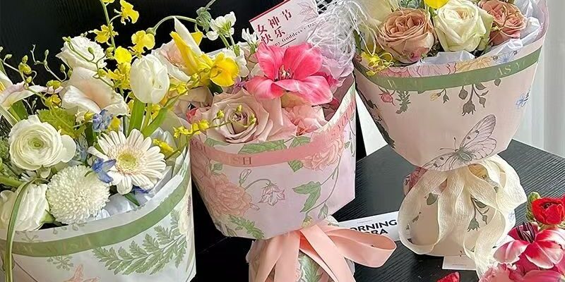 Colorful floral atmosphere flower wrapping paper sheets