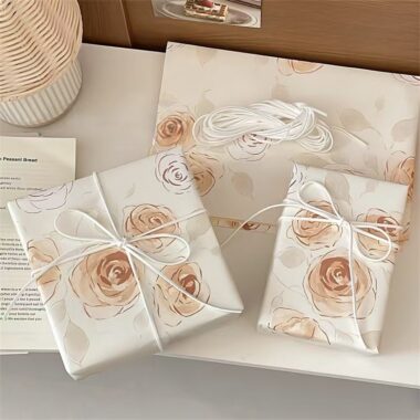 Cream rose artistic floral wrapping paper for gifts