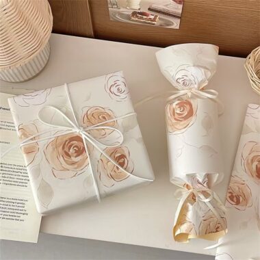 Cream rose artistic floral wrapping paper for gifts