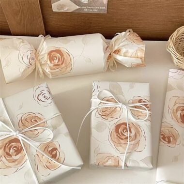 Cream rose artistic floral wrapping paper for gifts