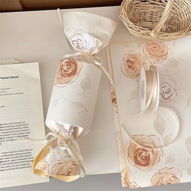 Cream rose artistic floral wrapping paper for gifts