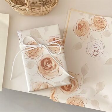 Cream rose artistic floral wrapping paper for gifts