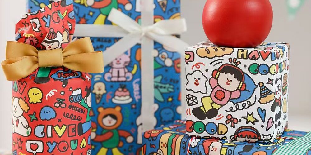 Creative doodle cute cartoon gift wrapping paper sheets