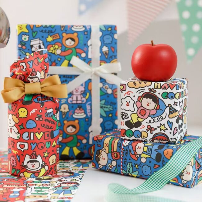 Creative doodle cute cartoon gift wrapping paper sheets