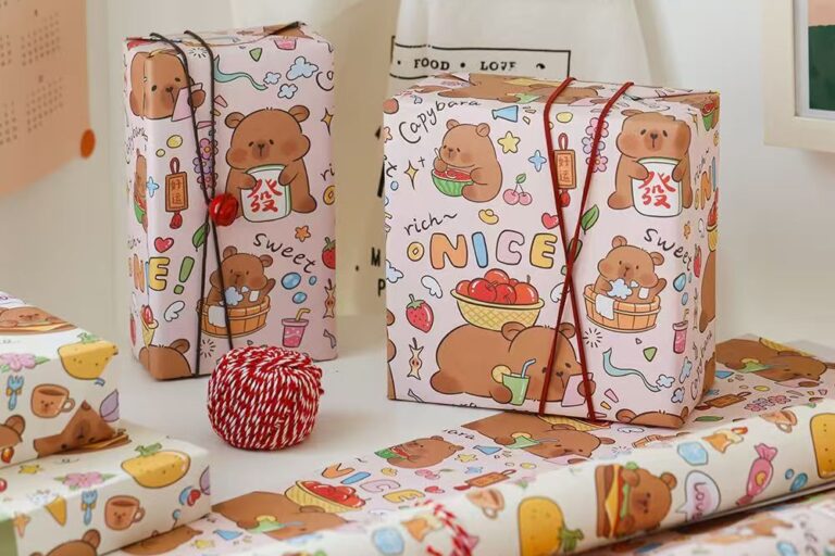 Cute capybara cartoon kraft wrapping paper for gifts