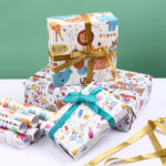 Cute cartoon birthday gift wrapping paper for kids