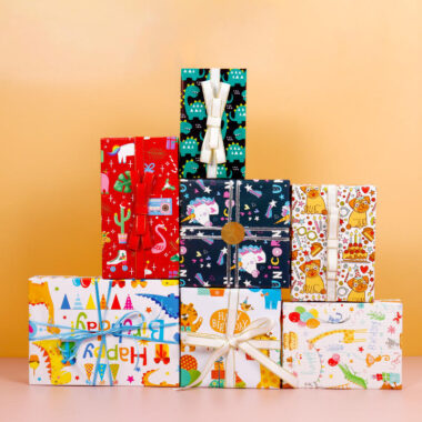 Cute cartoon birthday gift wrapping paper for kids
