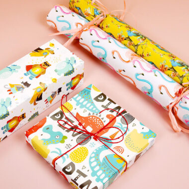 Cute cartoon birthday gift wrapping paper for kids