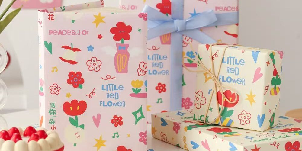 Cute cartoon doodle birthday creative wrapping paper