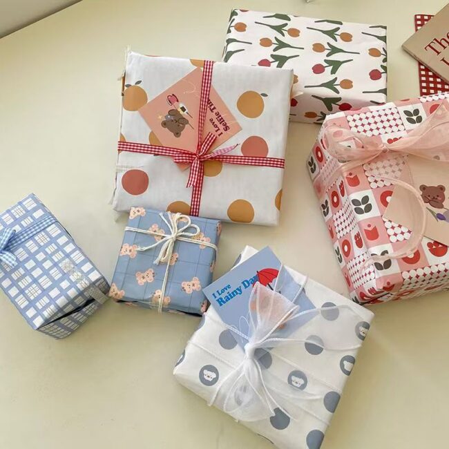 Cute colorful gift wrapping paper with playful design