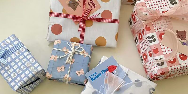 Cute colorful gift wrapping paper with playful design