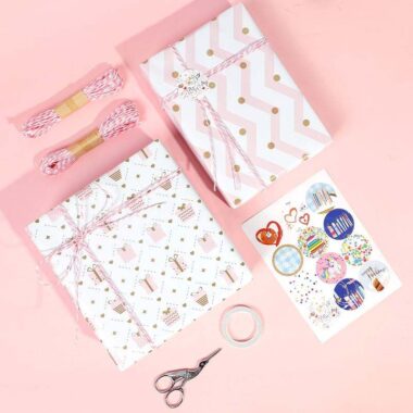 Cute pink birthday decorative wrapping paper for gifts