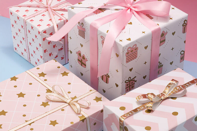 Cute pink birthday decorative wrapping paper for gifts