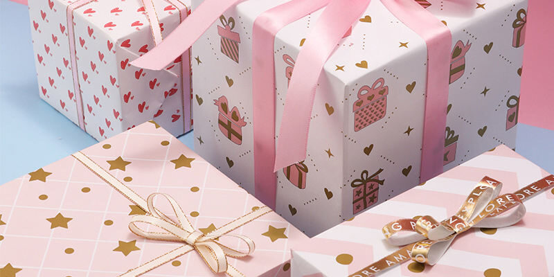 Cute pink birthday decorative wrapping paper for gifts