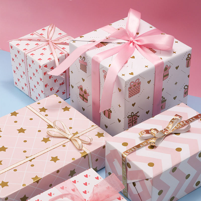 Cute pink birthday decorative wrapping paper for gifts