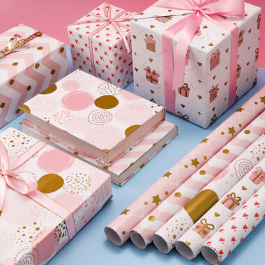 Cute pink birthday decorative wrapping paper for gifts