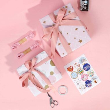 Cute pink birthday decorative wrapping paper for gifts