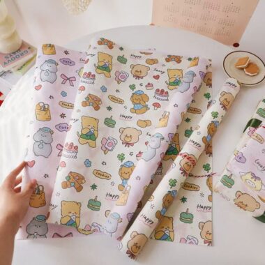 Cute puppy cartoon birthday gift wrapping paper sheets