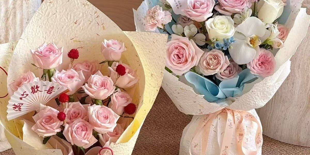 Embossed petal waterproof flower wrapping paper sheets