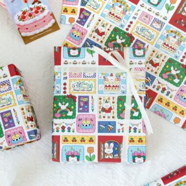 Cute graduation cartoon gift wrapping paper for students