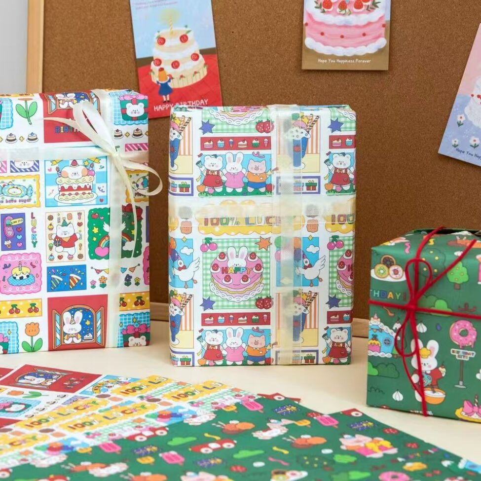 Cute graduation cartoon gift wrapping paper for students