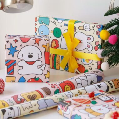 Kids cartoon kraft birthday gift wrapping paper sheets