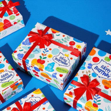 Kids cartoon themed wrapping paper for children’s gifts