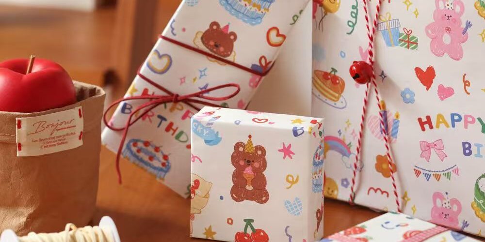 Large cartoon kids gift wrapping paper for children’s gifts