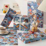 Large cute cartoon festive holiday gift wrapping sheets