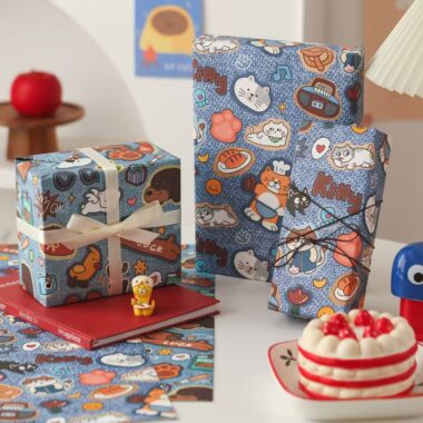 Large cute cartoon festive holiday gift wrapping sheets