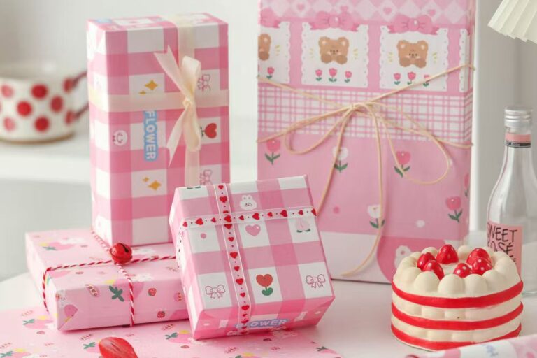 Large cute pink birthday decorative wrapping paper
