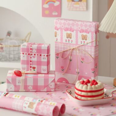 Large cute pink birthday decorative wrapping paper