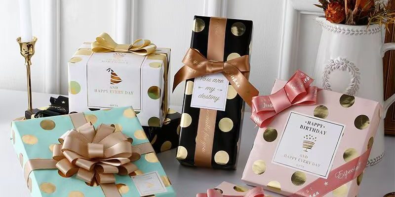 Luxury foil stamping wrapping paper with metallic shine